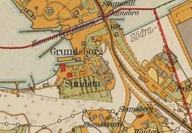 Karta Sundsta och Grundsborg 1920-tal