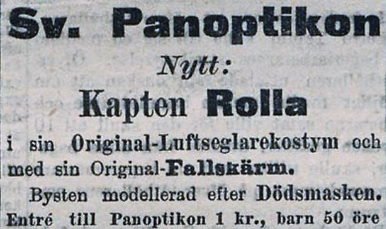 Annons: Kapten Rolla på Panoptikon