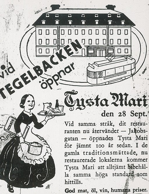 Tysta Mari flyttar till Tegelbacken 1934